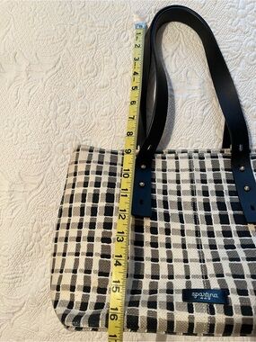 Spartina 449 Daufuskie Island Linen Tote Bag Black White Check Plaid